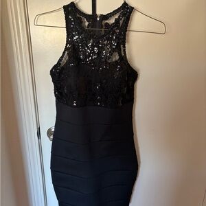 Sequin Hearts Black Mini Dress